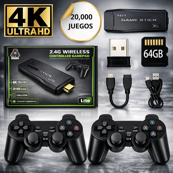 Consola Retrogamer90s version PRO 4K con 20.000 juegos + 2 controles inalambricos
