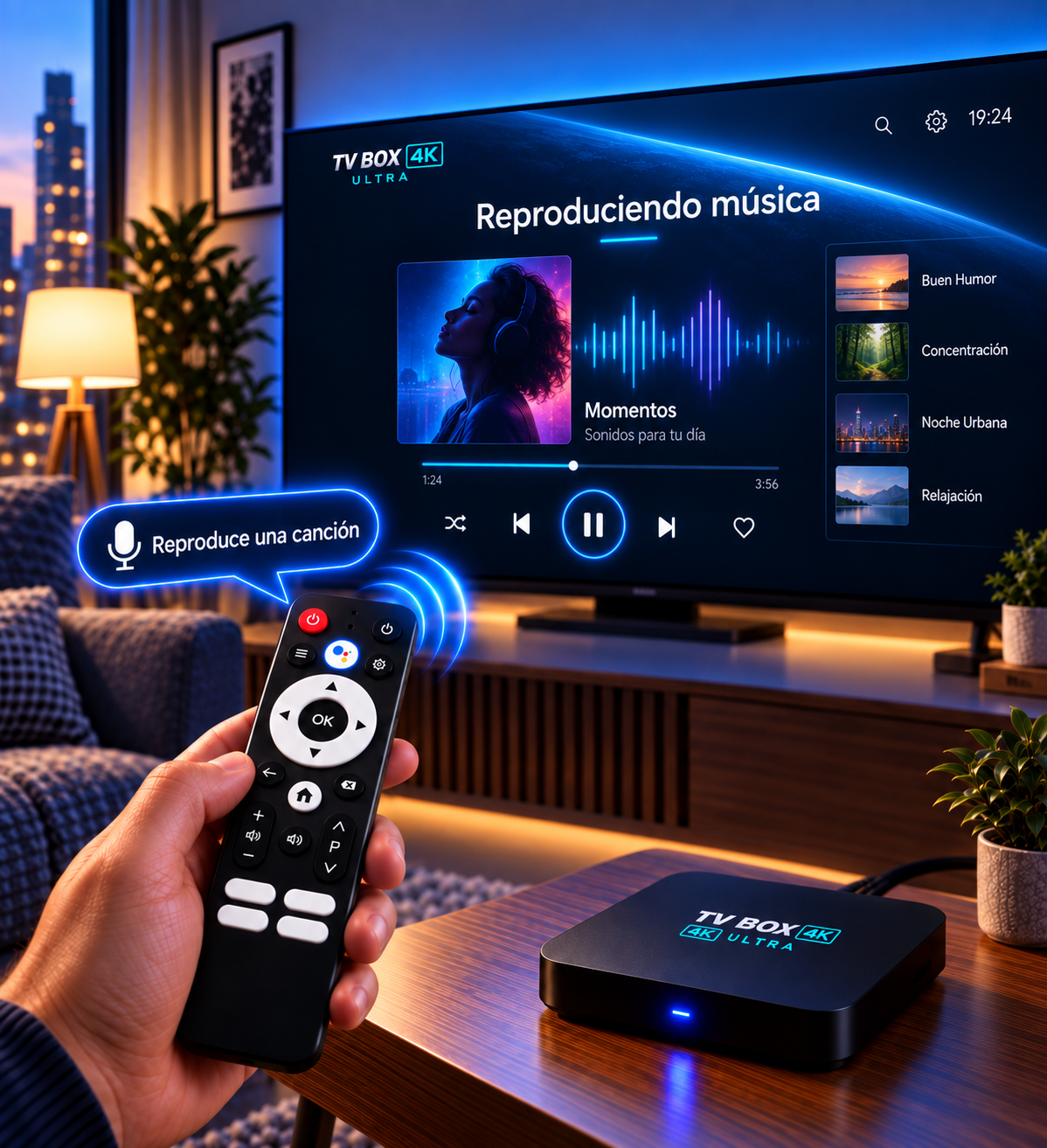 Control remoto de TV Box 4K Ultra con botón de voz