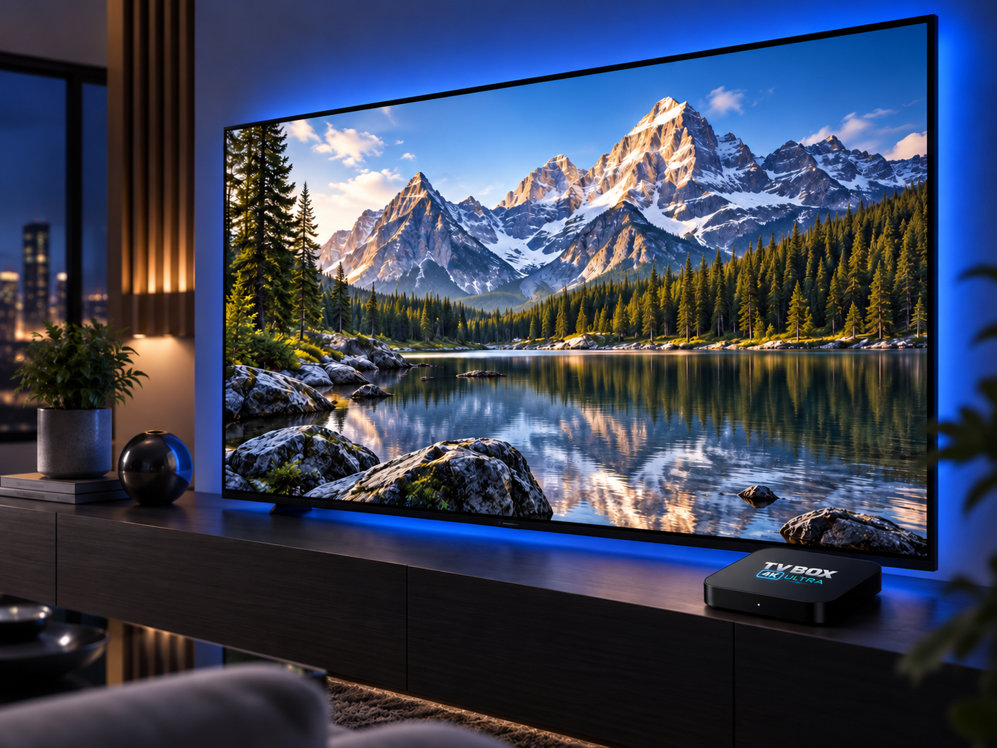 Imagen 4K de TV Box 4K Ultra en un televisor